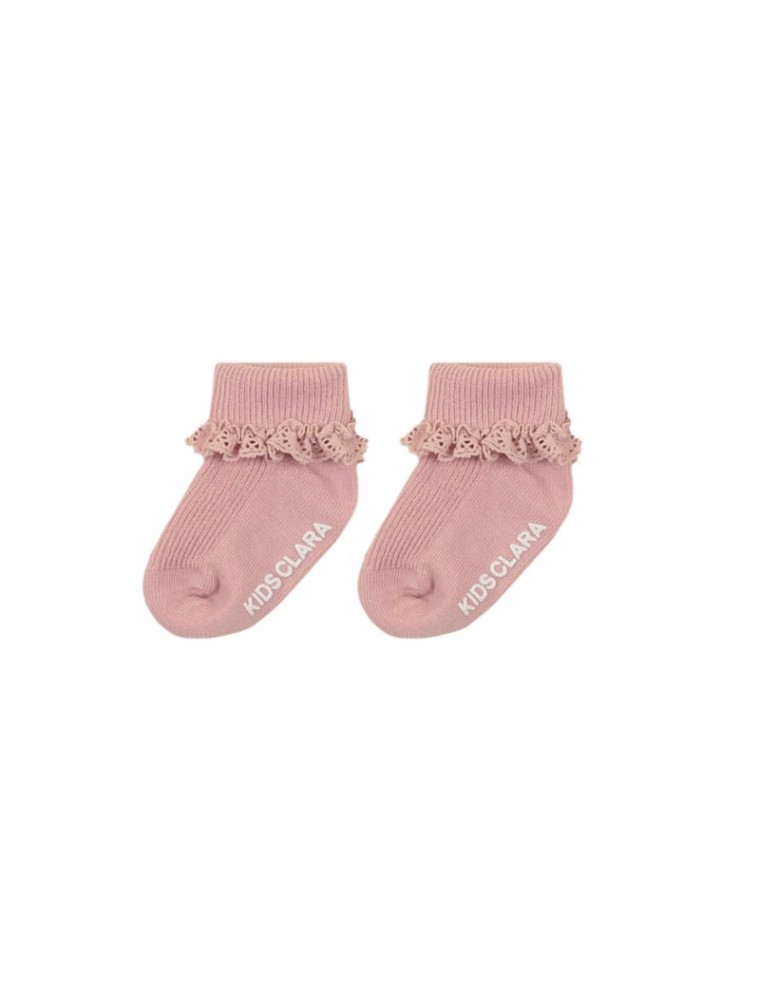 Baby Ruffle Lace Ankle Socks - Vintage Pink