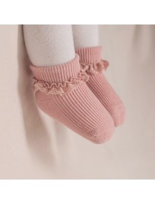 Baby Ruffle Lace Ankle Socks - Vintage Pink