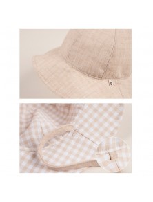 Baby Gingham Reversible Hat - Beige