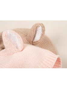 Baby Knitted Dear Bonnet - Ballet Pink 