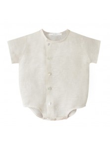 Gaston Linen Baby Romper - Natural