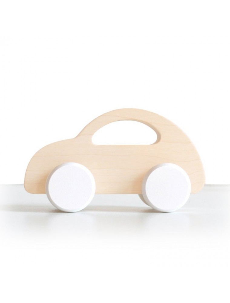 Briki Wooden Push Along Beetle Car - White