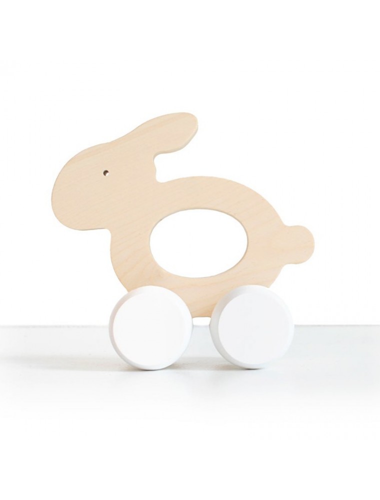 Briki Wooden Push Along Bunny - White