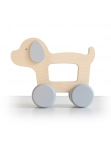 Briki Wooden Push Along Puppy - Grey