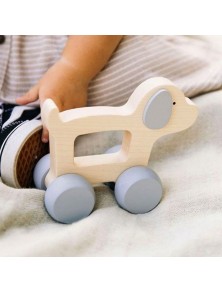 Briki Wooden Push Along Puppy - Grey