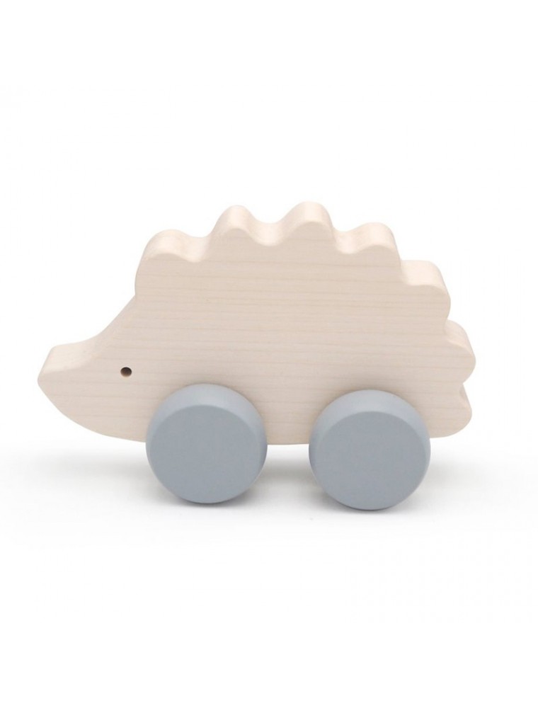 Briki Wooden Push Along Hedgehog - Grey