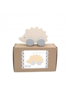 Briki Wooden Push Along Hedgehog - Grey